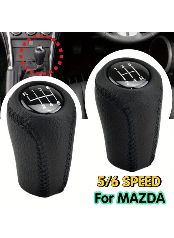 Stitched Leather 6 Speed Manual Gear Shift Knob For Mazda 3 5 6 CX7 MX5 NC - Image 1
